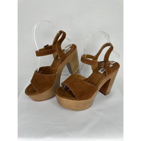 Steve Madden Clique Chestnut Platform Heel Sandals Size 8.5M - Picture 2 of 7